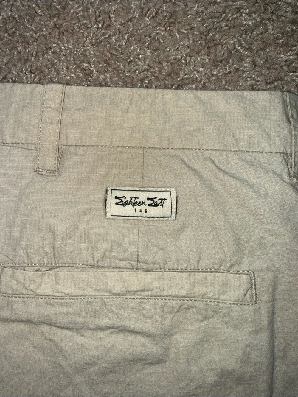 Eighteen east beige pleated ripstop cotton chino pants size L - 18east (33W)